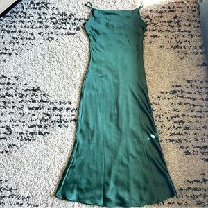 SOLD: Green Satin Midi Dress